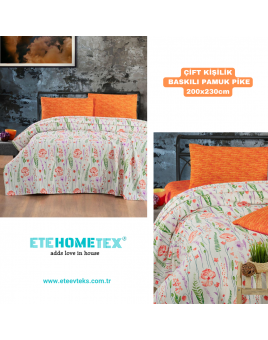 ETEHOMETEX ÇİFT KİŞİLİK BASKILI PAMUK PİKE BAHAR 8696474231842